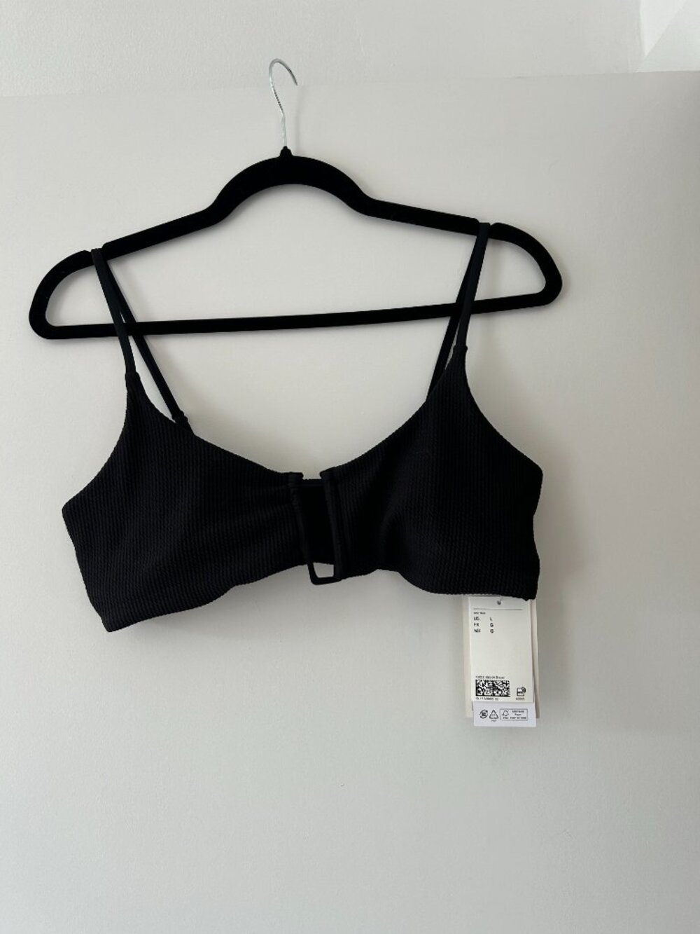 NWT H&M Black Textured Bikini Set Top & Bottom Size L
